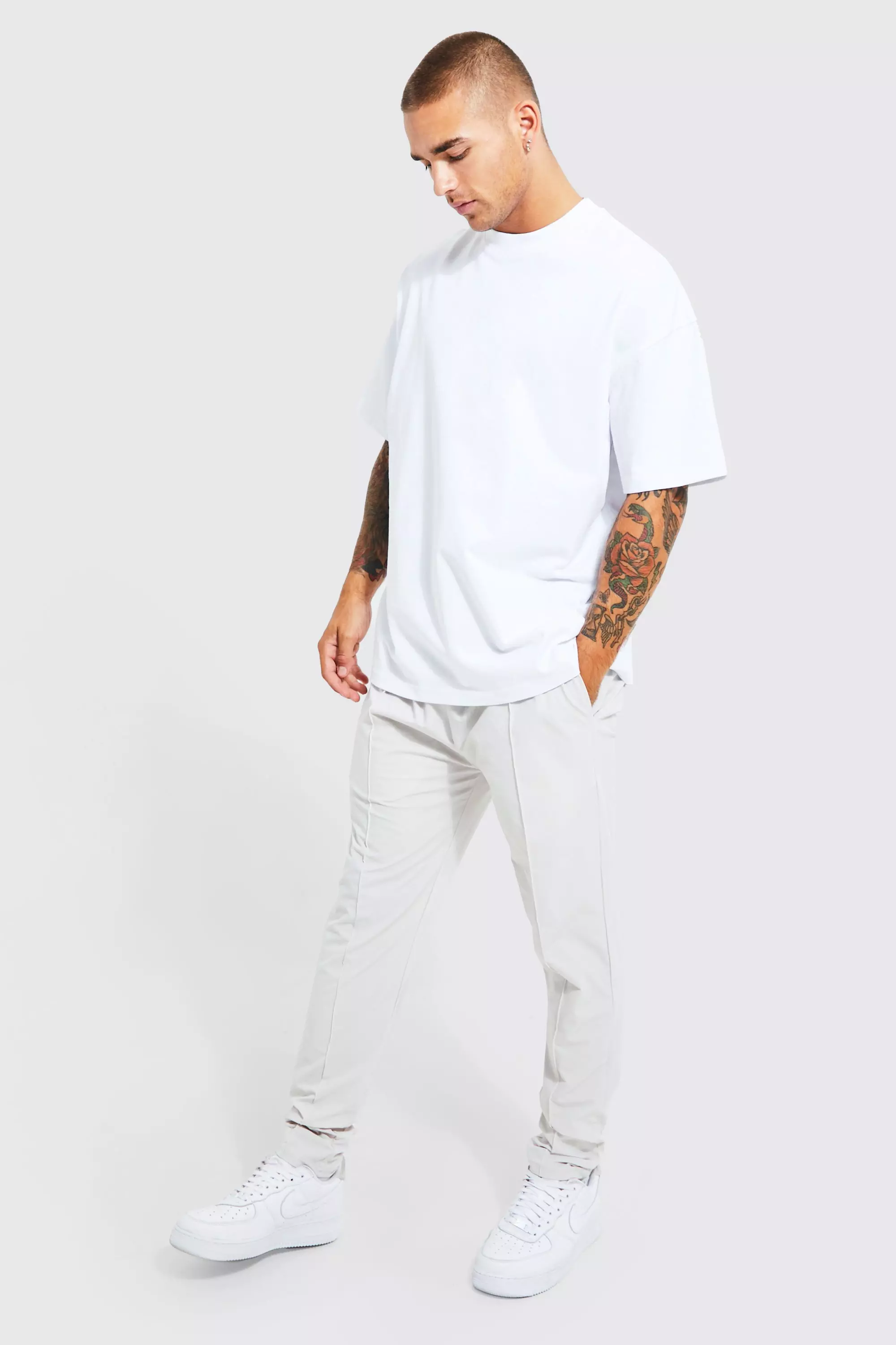 Heavyweight T shirt And Woven Jogger Set boohooMAN IE